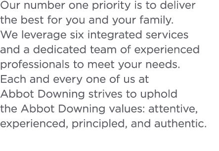Our number one priority is to deliver the best for you and your family  We leverage six integrated services and a ded   